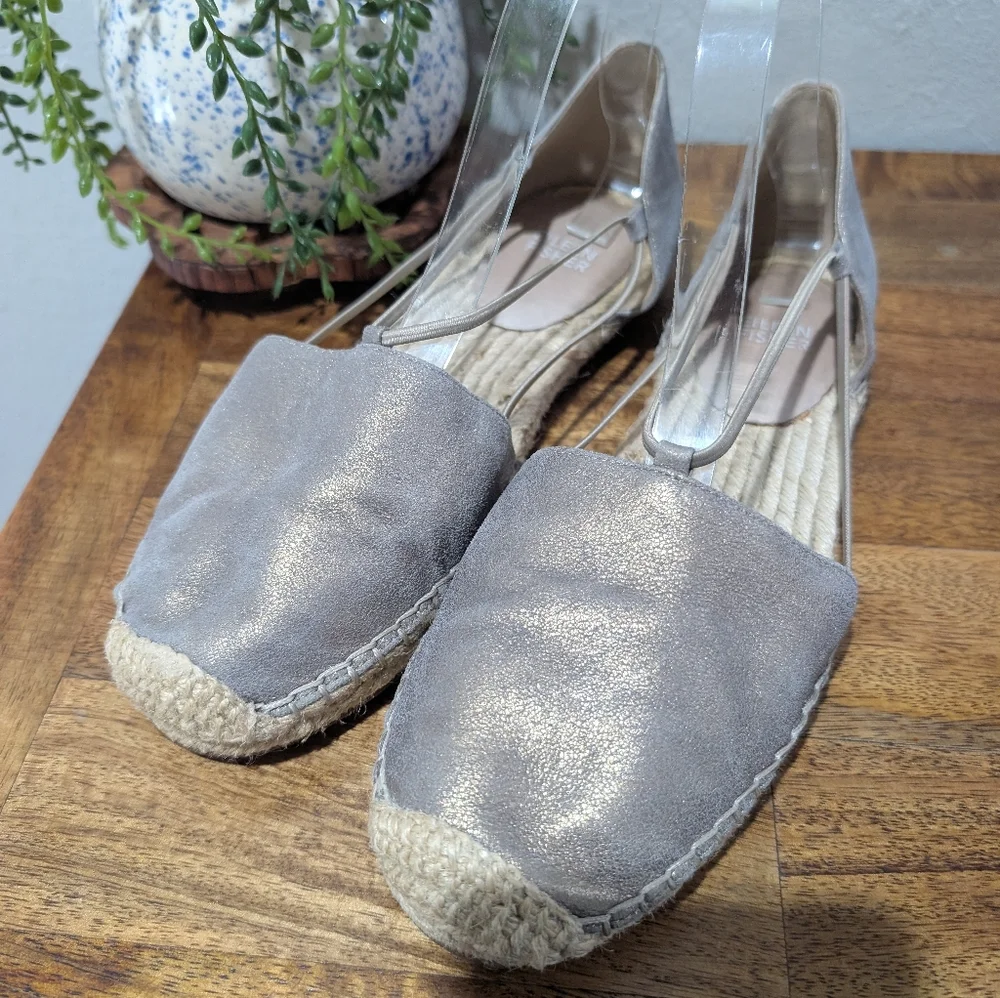 Eileen Fisher‎ Lee Metallic Suede Espadrille Flat Size 8.5